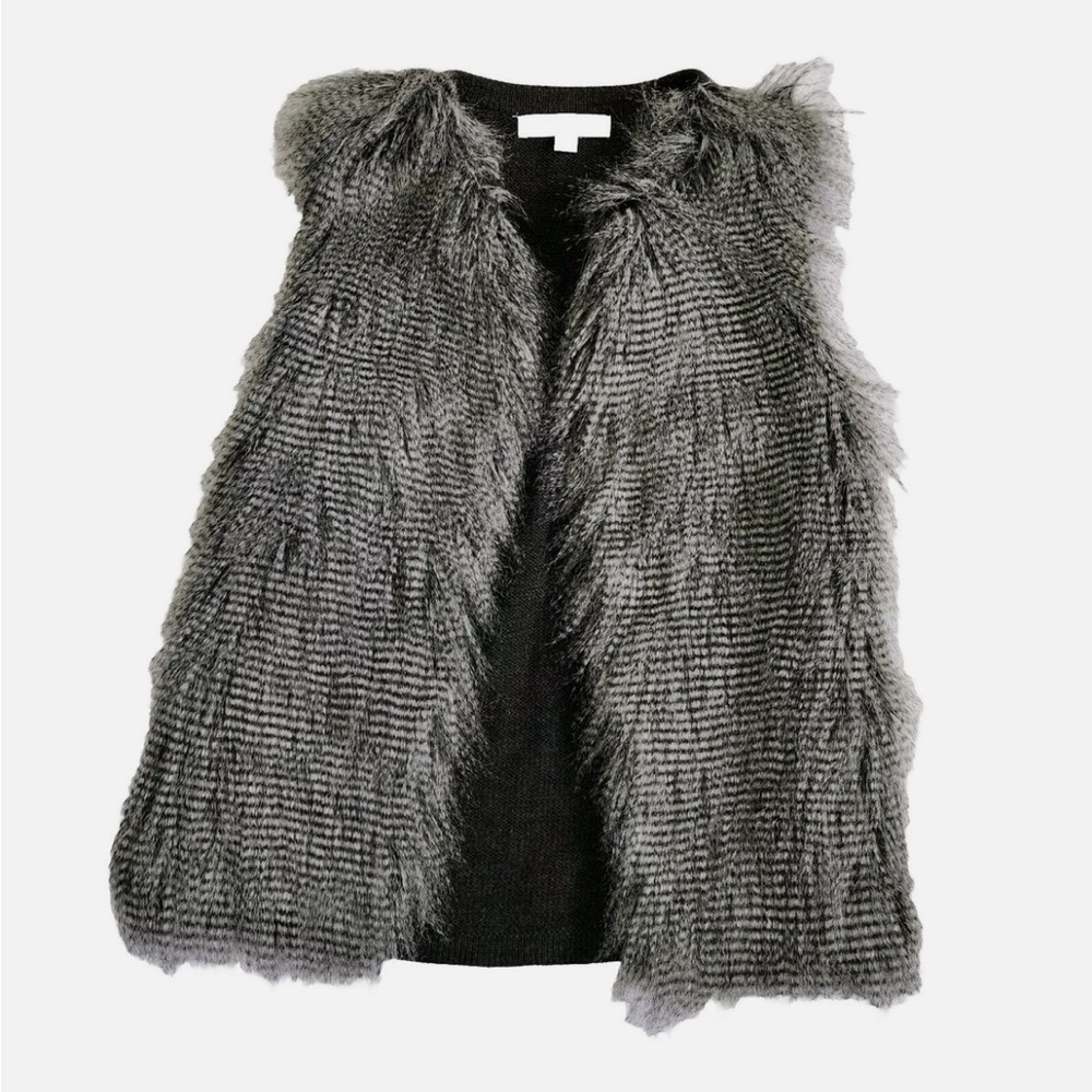 New York & Company Gray Faux Fur Vest